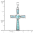 Sterling Silver Rhodium-plated Larimar Cross Pendant