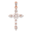 Sterling Silver Rose-tone CZ Cross Pendant