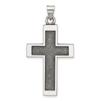 Sterling Silver Antiqued Solid Textured Cross Pendant