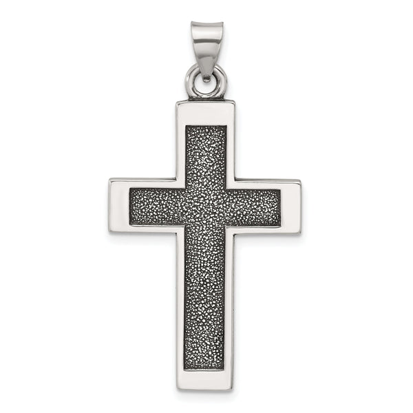 Sterling Silver Antiqued Solid Textured Cross Pendant