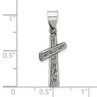 Sterling Silver Antiqued Solid Textured Cross Pendant