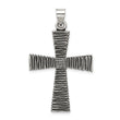 Sterling Silver Antiqued Solid Textured Cross Pendant