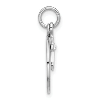 SS Rhodium-plated Circle Disk and Cross with Clear Crystal Pendant