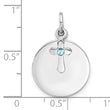 SS Rhodium-plated Circle Disk and Cross with Blue Crystal Pendant