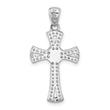 Sterling Silver Rhodium-plated CZ Latin Cross Pendant