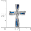 SS Flash Platinum-plated Synthetic Blue Spinel and CZ Cross Charm