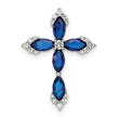SS Flash Platinum-plated Synthetic Blue Spinel and CZ Cross Chain