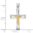 Sterling Silver Rhodium-plated Gold-tone CZ Crucifix Pendant
