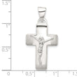 Sterling Silver Satin and Polished Crucifix Cross Pendant