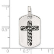 Sterling Silver Antiqued Chain Inlay Cross Dog Tag