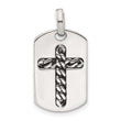 Sterling Silver Antiqued Chain Inlay Cross Dog Tag