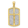 Sterling Silver Rhodium-plated and Gold-tone CZ Cross Crucifix Pendant