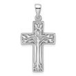 Sterling Silver Rhodium-Plated Polished Cross with Tree Pendant