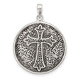 Sterling Silver Oxidized Sacred Heart of Jesus Reversible Medal Pendant