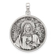 Sterling Silver Oxidized Sacred Heart of Jesus Reversible Medal Pendant