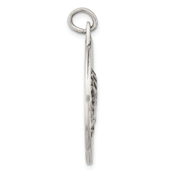 Sterling Silver Antiqued Solid Praying Hands Serenity Prayer Pendant