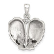 Sterling Silver Polished and Antiqued CZ Angel Wing Heart Pendant