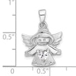 Sterling Silver Rhodium-plated Heart CZ Angel Pendant