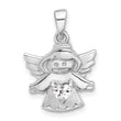 Sterling Silver Rhodium-plated Heart CZ Angel Pendant