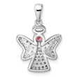 Sterling Silver Rhodium-plated Pink and Clear CZ Angel Pendant