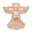 Sterling Silver Rose Gold-plated CZ Angel Chain Slide Pendant
