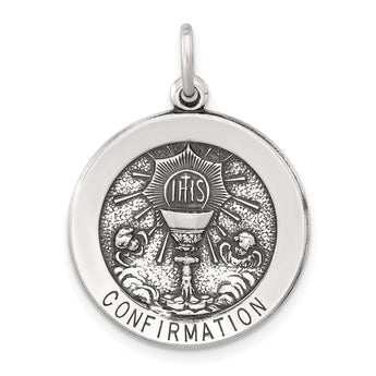 Sterling Silver Antiqued Solid Confirmation Pendant