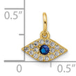 Sterling Silver Gold-tone Synthetic Blue Spinel and CZ Evil Eye Pendant