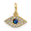 Sterling Silver Gold-tone Synthetic Blue Spinel and CZ Evil Eye Pendant
