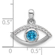 Sterling Silver Rhodium-plated Blue Zircon and CZ Evil Eye Pendant