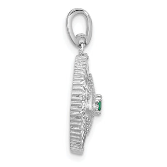 Sterling Silver Rhodium-plated CZ Evil Eye Pendant