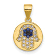 SS Gold-tone Black Rhodium CZ and Nano Crystal Hamsa Pendant