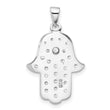 Sterling Silver Rhodium-plated Blue and White CZ Hamsa Eye Pendant