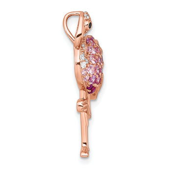 Flamingo Slide Pendant in Rose-Tone Sterling Silver with Cubic Zirconia, 29mm
