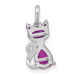 Cat Pendant in Sterling Silver with Pink Corundum, 15mm