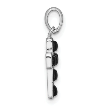 Onyx Latin Cross Pendant in Sterling Silver, 21mm