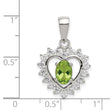 Sterling Silver 925 Rhodium-Plated Peridot and CZ Pendant Elegant Polished Design