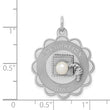 Sterling Silver Graduation Pearl Charm with Rhodium Finish