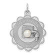 Sterling Silver Graduation Pearl Charm with Rhodium Finish