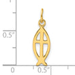 Sterling Silver Gold-tone Polished Ichthus Fish Cross Charm