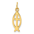 Sterling Silver Gold-tone Polished Ichthus Fish Cross Charm