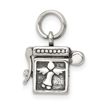 Sterling Silver Antiqued Angel Prayer Box Charm