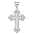 Sterling Silver Rhodium-plated CZ Budded Cross Pendant