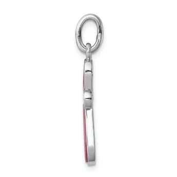 Sterling Silver 925 Cross Pendant with Pink Mother of Pearl