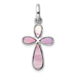 Sterling Silver 925 Cross Pendant with Pink Mother of Pearl