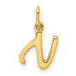 Sterling Silver Gold-tone Polished Letter N Initial Charm