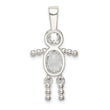 Sterling Silver 925 Boy Pendant with Clear CZ April Birthstone