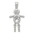 Sterling Silver 925 Boy Pendant with Clear CZ April Birthstone