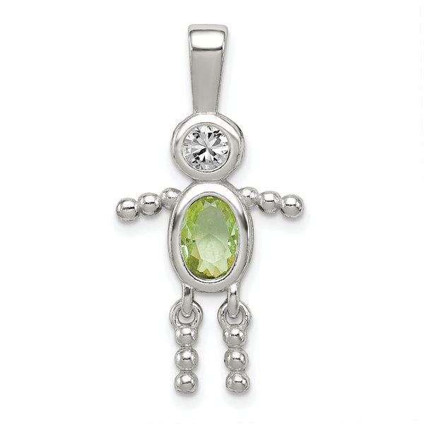 Sterling Silver Boy Charm with CZ & August Birthstone