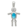 Sterling Silver 925 Boy Pendant with December Blue CZ Birthstone