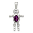 Sterling Silver Boy Pendant with February Birthstone Charm
